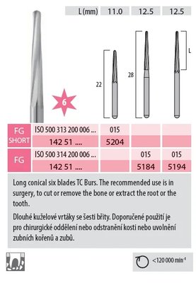 Vrtáček FG SHORT 500.313.200.006.015 TC monolit