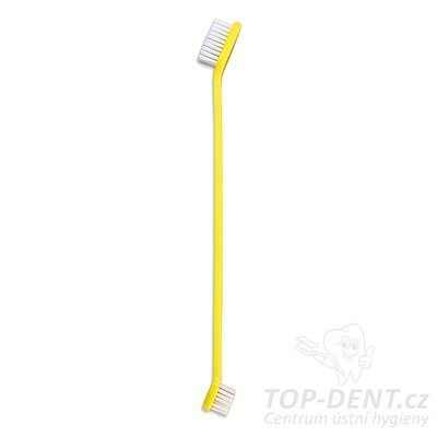 Oboustranný zubní kartáček pes / kočka s rukojetí, 1 ks