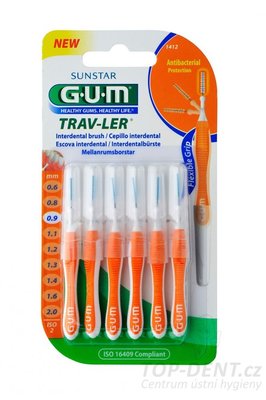 GUM Trav-ler mezizubní kartáčky 0,9 mm (oranžové), 6ks