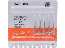 Diamanten 862 - Packung 5 Stück gelb extra fein, FG, Figur 249 Flamme, 8 mm, ISO 010