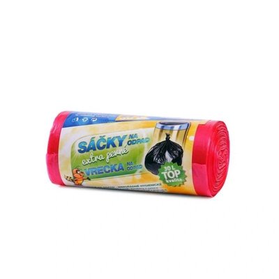Sáček do koše HDPE na odpad TOP 30 l, 50 ks/role, červený