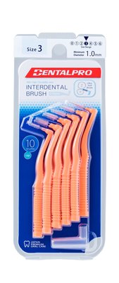 DentalPro L Shaped 3 mezizubní kartáček oranžový 10 ks