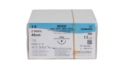 SEIDE - Packung 12 Stück schwarz, 45 cm, HR17, 1/2 Kreis, Rundkörper, 17 mm, USP 4/0