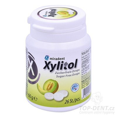 Miradent Xylitol Drops pastilky s xylitolem MELOUN, 26ks (60g)