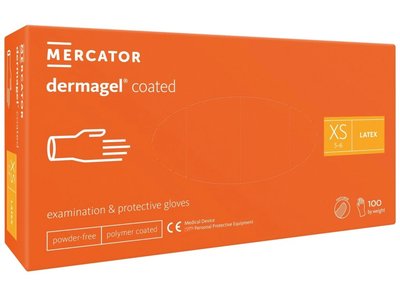 DERMAGEL COATED - Latexové nepudrované rukavice bílé, vnitřní vrstva polymer, 100 ks - Velikost: L