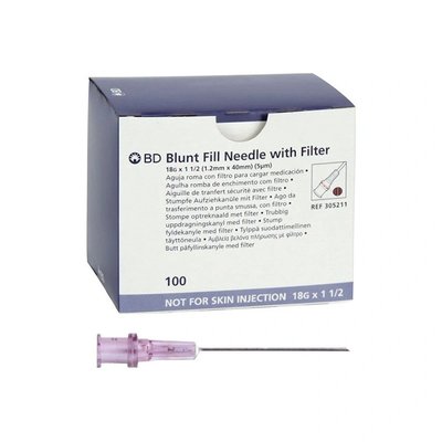 Jehla tupá BD Blunt Fill, pro nabírání léků, s filtrem, 1,2 x 40 mm, 100 ks