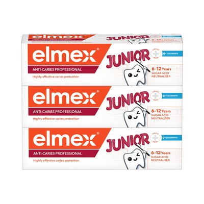 Elmex Anti-Caries Professional Junior dětská zubní pasta 3×75 ml