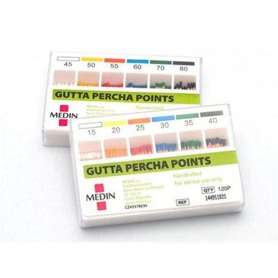 Gutaperčové čepy vel 30, 120 ks Medin