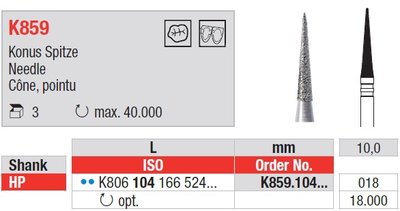 Edenta Lab K859 - Needle, K-diamonds nástroj - 3 ks