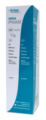HexaPHAN – pH, bílk., gluk., urobil., ketolátky, krev - 50 ks