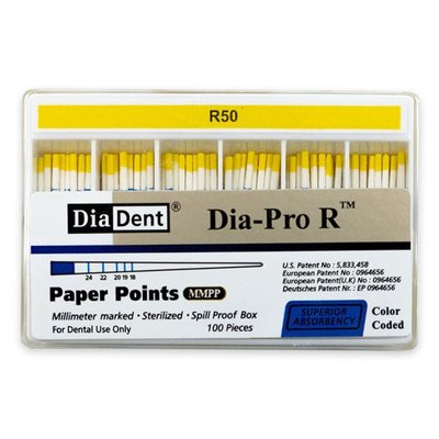 Papírové čepy DiaDent DiaPro Recipro R50 žluté