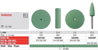 Edenta Lab Goldstar - leštiace nástroje na drahé kovy - 12 ks