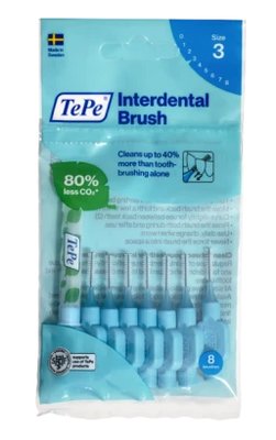 TePe Original mezizubní kartáčky z bioplastu 0,6 mm, modré, 8 ks