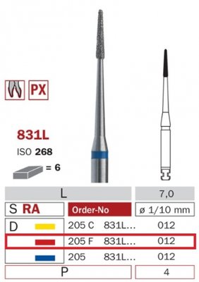 Diaswiss 831L červená, 6ks/balení - 012 mm