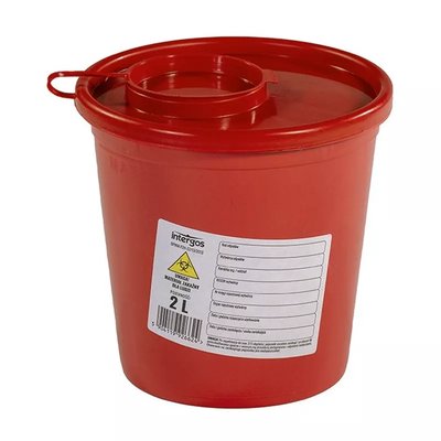 Pojemnik na odpady medyczne czerwony INTERGOS 2L
