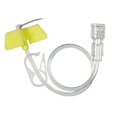 Jehla Huberova Polyperf 20G s křidélky, 15 mm, prodlužovací hadička bez ftalátů 25 cm, Luer Lock, 10 ks