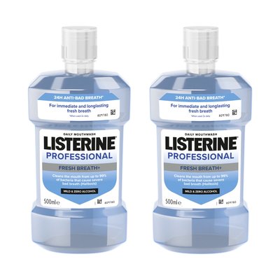 Listerine Professional Fresh Breath+ ústní voda 2×500 ml