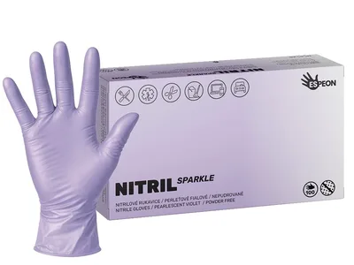 Nitrilové rukavice NITRIL SPARKLE 100 ks, nepudrované, perleťově fialové, 4.0 g - Velikost: S