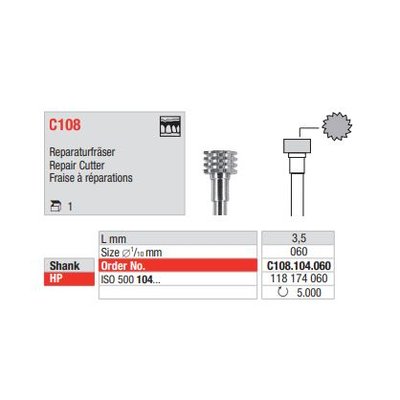 Tvrdokovová fréza pro opravy C108.060