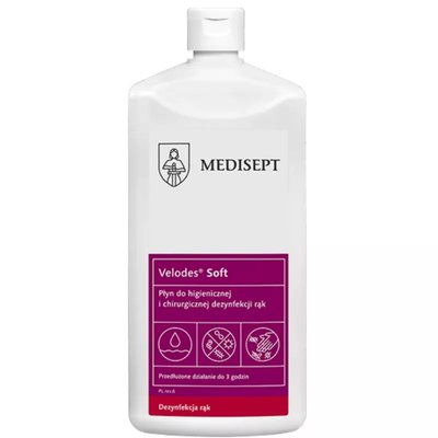 Medisept Velodes Soft 1L higienicznej i chirurgicznej do dezynfekcji rąk