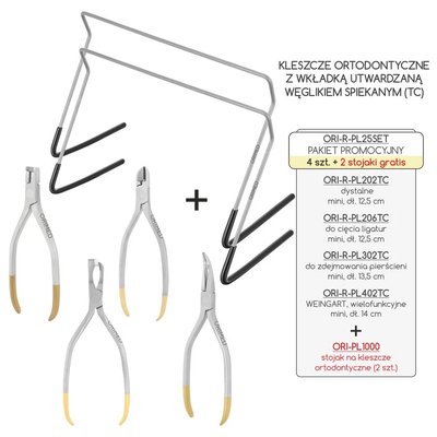 Ori Kleszcze Ortodontyczne - Pakiet Promocyjny 4 Narzędzi + 2 Stojaki GRATIS