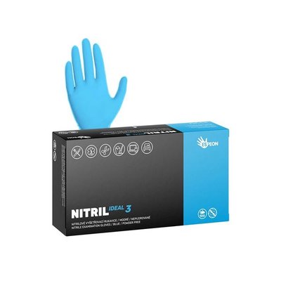 Nitrilové rukavice NITRIL IDEAL3 vel.M 100 ks, nepudrované, modré, 3.5 g