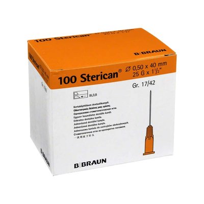 Jehla inj. 0,5x40 oranž. 100ks Braun