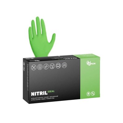 Nitrilové rukavice NITRIL IDEAL vel.M 100 ks, nepudrované, zelené, 3.5 g