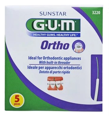 GUM Ortho Floss zubní nit pro čištění rovnátek, 5 ks