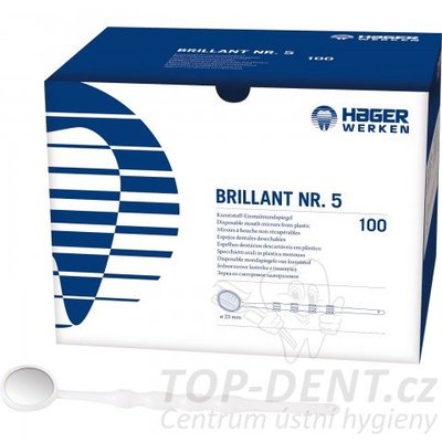 Dentální plastové zrcátko vel. 5 Brillant 23 mm (větši),100ks