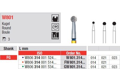 Edenta W801 - White Tiger guľaté diamantové nástroje - 3 ks