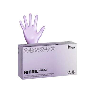 Nitrilové rukavice NITRIL SPARKLE vel.M 100 ks, nepudrované, perleťově fialové, 4.0 g