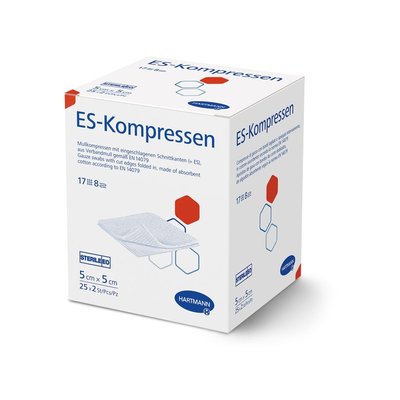 HARTMANN ES Kompresní Gáza Sterilní 12-Vrstev 5x5cm 100ks