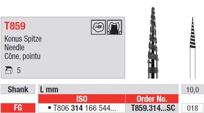 Edenta T859 - turbo diamantový nástroj, ihla - 5 ks