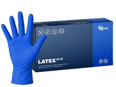 Latexové rukavice LATEX BLUE 100 ks, nepudrované, modré, 5.3 g