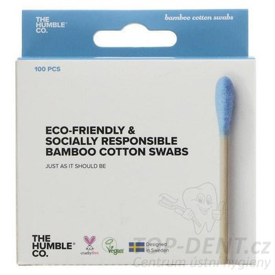 Humble vatové jednorázové bambusové tyčinky 7cm (modré), 100 ks