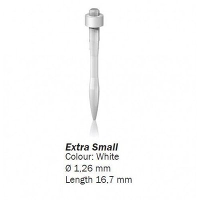 Kořenové čepy, skleněné, velmi malé (bílé) - 15 čepů, 15 korunkových matric