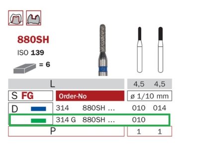 Diaswiss 880SH zelená, 6ks/balení - 010 mm