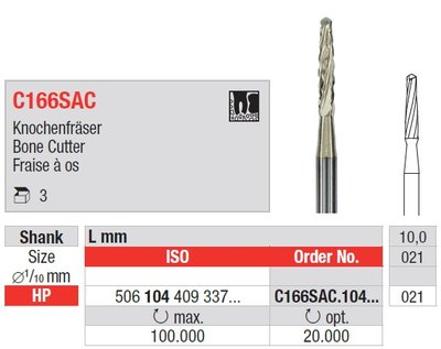 Edenta C166SAC - chirurgický karbidový nástroj, ZrN bone cutter - 3 ks