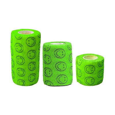 Kohesivní bandáž bez latexu, elastická, zelená se smajlíkem, 1 ks - 5 cm x 4,5 m