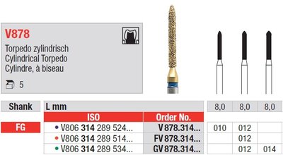 Edenta V878 - DiaCut diamantové nástroje, valcovité torpédo - 5 ks