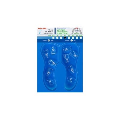 Formówki poliestrowe siekacze górne centralne (maxillary) 10szt