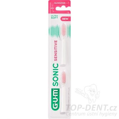 GUM Sonic SENSITIVE náhradní hlavice (bílé s růžovou), 2ks