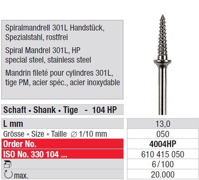 Edenta Lab Spindle-Shaped mandrely - 6 ks
