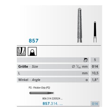 KOMET 857/314/014 Battův vrtáček, diamantový, vel. 0.14, 1ks