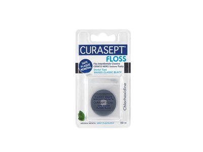 CURASEPT Tape černá dentální páska Mint, CHX 50 m