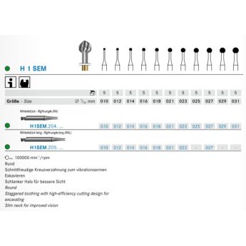 KOMET H1SEM/205/016 tvrdokovový vrtáček kulička, 5ks