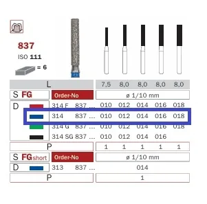 Diaswiss FG diamant, 837, 012 mm modrá, 6ks/balení