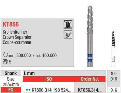 Edenta KT856/KT881 - diamantové nástroje, crown separator - 5 ks