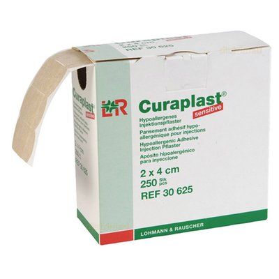 Náplast poinjekční Curaplast Sensitive 2 x 4 cm netkaný textil, 250 ks